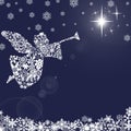 Christmas Angel with Trumpet and Snowflakes 2 Royalty Free Stock Photo