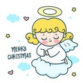 Christmas angel vector pray on cloud fairy princess baby character Royalty Free Stock Photo