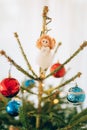 Christmas angel on a wooden table Royalty Free Stock Photo