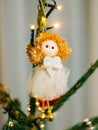 Christmas angel on a wooden table Royalty Free Stock Photo