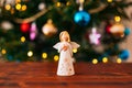 Christmas angel on a wooden table Royalty Free Stock Photo