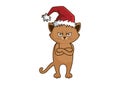 Grumpy cat with Christmas hat icon vector