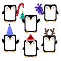 Christmas animals set penguin print for wrapping paper and fabrics and linens and kids clothes print