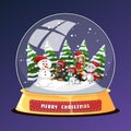 Christmas animals in snowdome Royalty Free Stock Photo