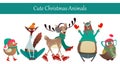 Christmas Animals Wearing Warm Winter Clothes Royalty Free Stock Photo