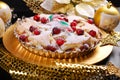 Christmas apple pie with cranberry in glamour style