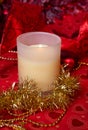 Christmas aroma candle around decorations. Christmas holiday concept Royalty Free Stock Photo