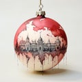 Christmas around the world, xmas baubles tree decoration in a map style,