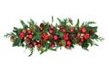 Christmas Arrangement with Baubles and Winter Flora Royalty Free Stock Photo