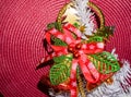 Christmas arrangement, hanging colored decorations. New Year's compositions Royalty Free Stock Photo