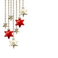 Christmas arrangement with hanging decorative red and silver stars