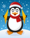 Christmas Atmosphere with Happy Penguin