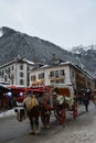 Christmas atmosphere on the main street of Chamonix Mont Blanc