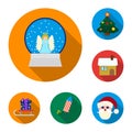 Christmas attributes and accessories flat icons in set collection for design. Merry Christmas vector symbol stock web Royalty Free Stock Photo