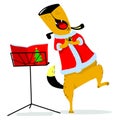 Christmas avatar with a singing dog. New Year`s singing dog. Car Royalty Free Stock Photo