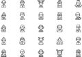 Christmas avatars icons collection is a vector illustration with editable stroke. Royalty Free Stock Photo