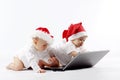 Christmas babies with laptop