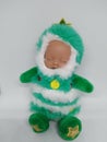 Christmas baby doll plush green tree golden star