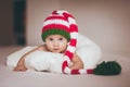 Christmas baby girl newborn in hat Royalty Free Stock Photo