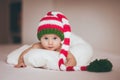 Christmas baby girl newborn in hat