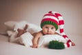 Christmas baby girl newborn in hat Royalty Free Stock Photo