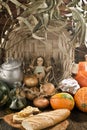 Christmas, Baby Jesus figurine in rustic kitchen Royalty Free Stock Photo