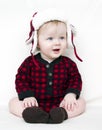 Christmas baby with red shirt and hat Royalty Free Stock Photo