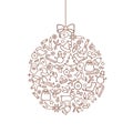 Christmas background with Ball Doodle Decor Elements. Happy Wint