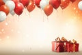 Christmas background with balloon and gift box Royalty Free Stock Photo