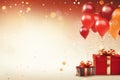 Christmas background with balloon and gift box Royalty Free Stock Photo