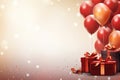 Christmas background with balloon and gift box Royalty Free Stock Photo