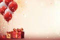 Christmas background with balloon and gift box Royalty Free Stock Photo