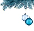 Christmas background with balls and branches.