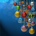 Christmas Background And Baubles And Star