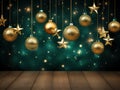 Christmas Background Baubles with Star Lights