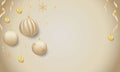 Christmas background beige gold 3d ball snowflake.