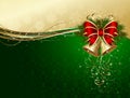 Christmas background with bells and decorative bow Royalty Free Stock Photo