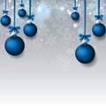 Christmas background with blu baubles