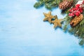 Christmas background on blue. Royalty Free Stock Photo