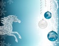 Christmas background blue with horse Royalty Free Stock Photo
