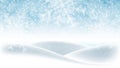 Christmas background, blue winter sky with falling snow and huge snowdrifts. Beautiful winter landscape, holiday scene Royalty Free Stock Photo