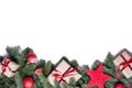 Christmas background border at the bottom with fir branches and