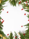 Christmas background border with evergreen fir tree