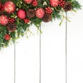 Christmas Background Border with Flora and Bauble Decoratiions Royalty Free Stock Photo