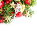 Christmas Background Border. Xmas Tree Twig Royalty Free Stock Photo