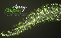 Christmas background with bright realistic glitter confetti of stars.