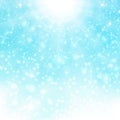 Christmas background of bright snowflake colorful with sun burst