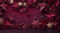 Christmas background with a burgundy ornament. generative ai Royalty Free Stock Photo