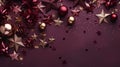 Christmas background with a burgundy ornament. generative ai Royalty Free Stock Photo