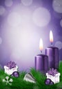 Christmas background with candles and empty space in purple vector Royalty Free Stock Photo